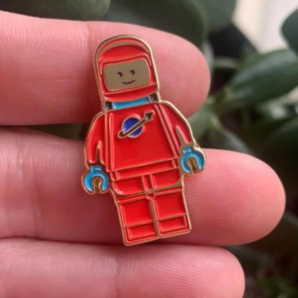 New lego mini figure inspired space man enamel pin